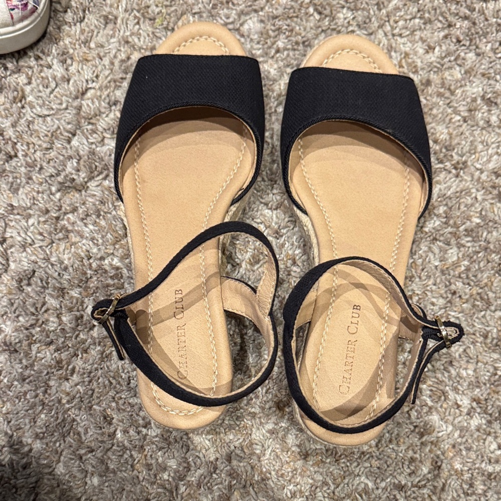 Charter Club Black and Tan Sandals for Women